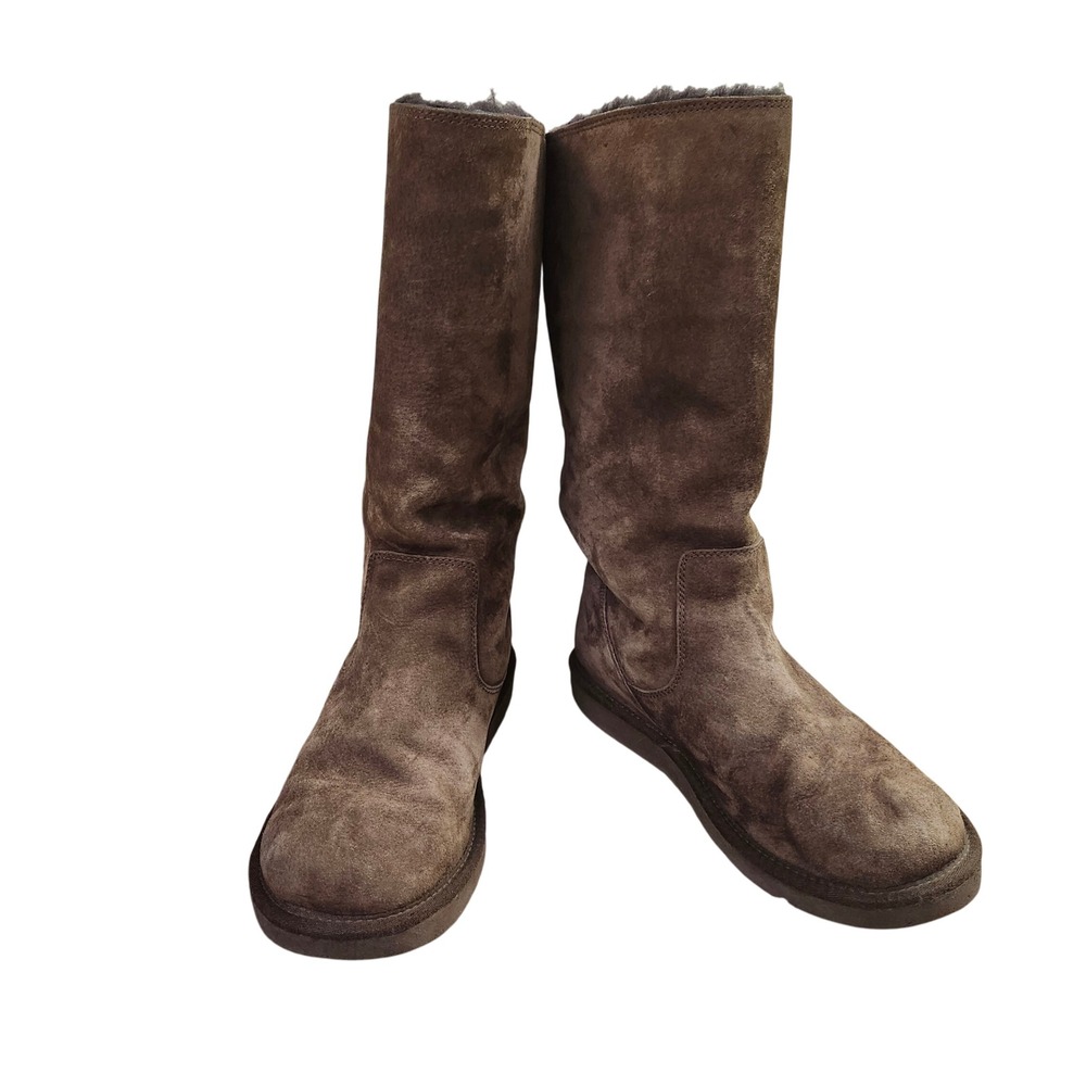 UGG Australia Roseberry‎ brown suede sheepskin lace-up back boots #5734 Sz 9